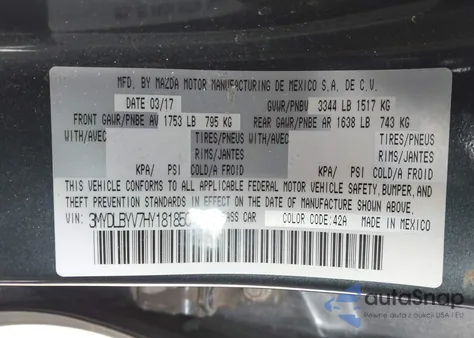 2017 Toyota Yaris Ia from USA, damaged, VIN 3MYDLBYV7HY181850